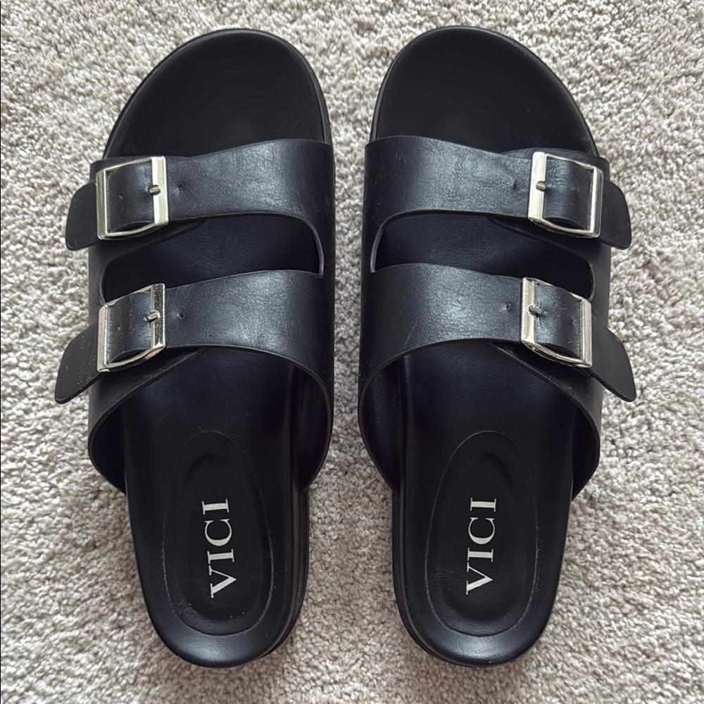 Vici Madison Faux Leather Buckle Sandal